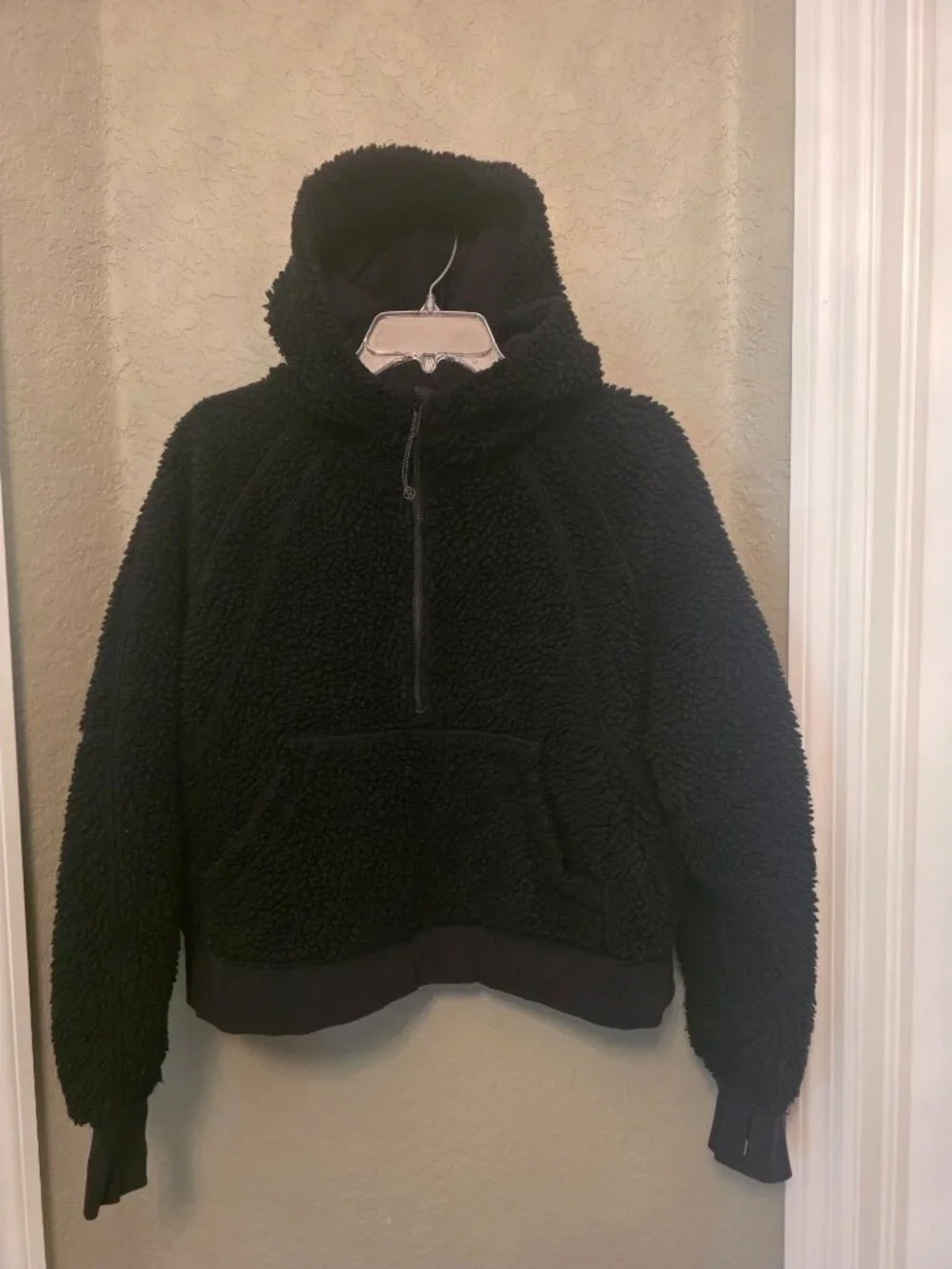 Lululemon Black Scuba 1/4 Zip Wool Blend Heavy Weight Sherpa Hoodie M L - W4BN3S